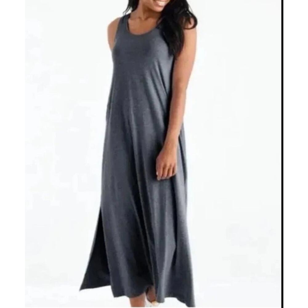 Free Fly Women' Bamboo Heritage Maxi Dress Sleeveless Size XS Charcoal Gray